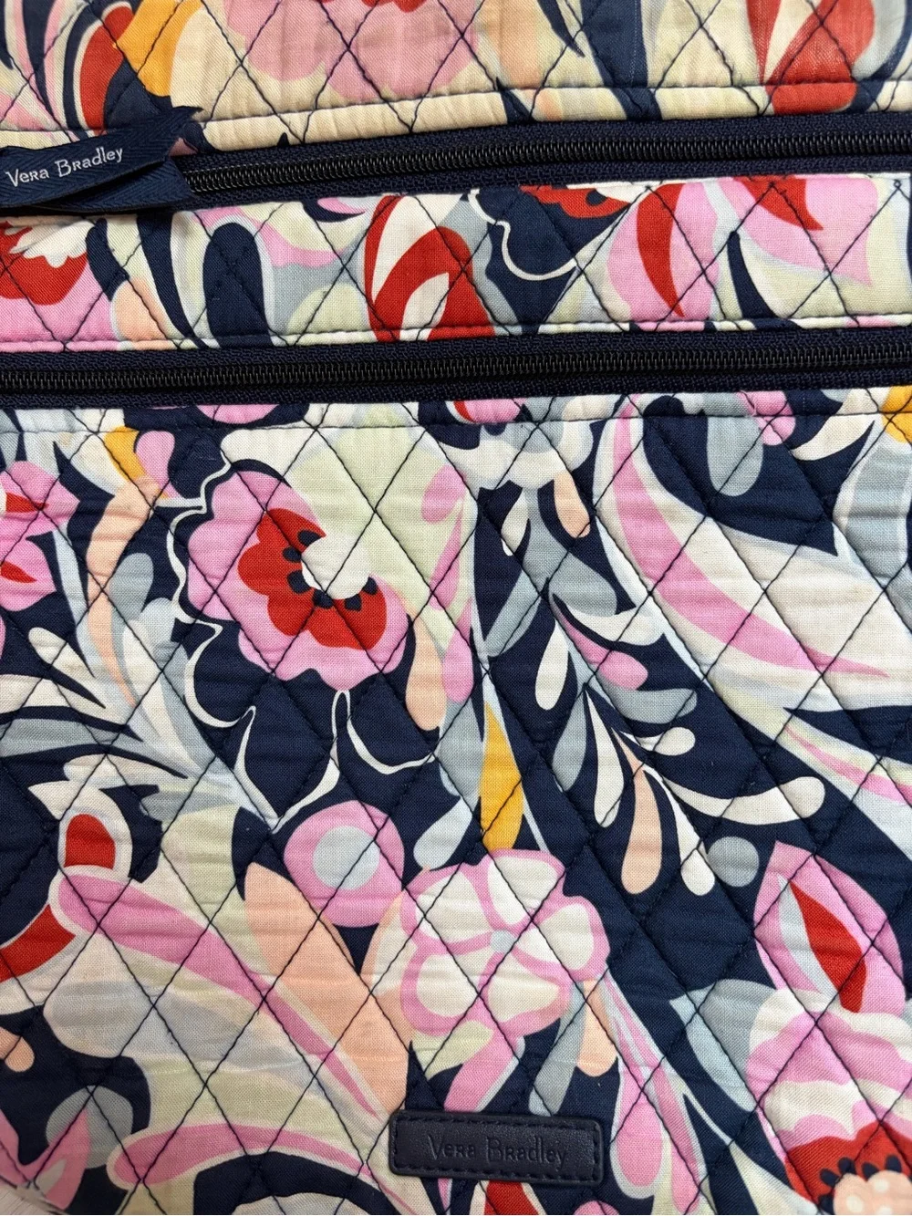 Vera Bradley Floral Paisley Quilted Crossbody in Navy, Pink & Yellow